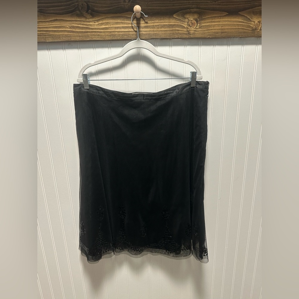 Old Navy Black Tulle layered Skirt lined sequins s 16 party goth grunge fairy